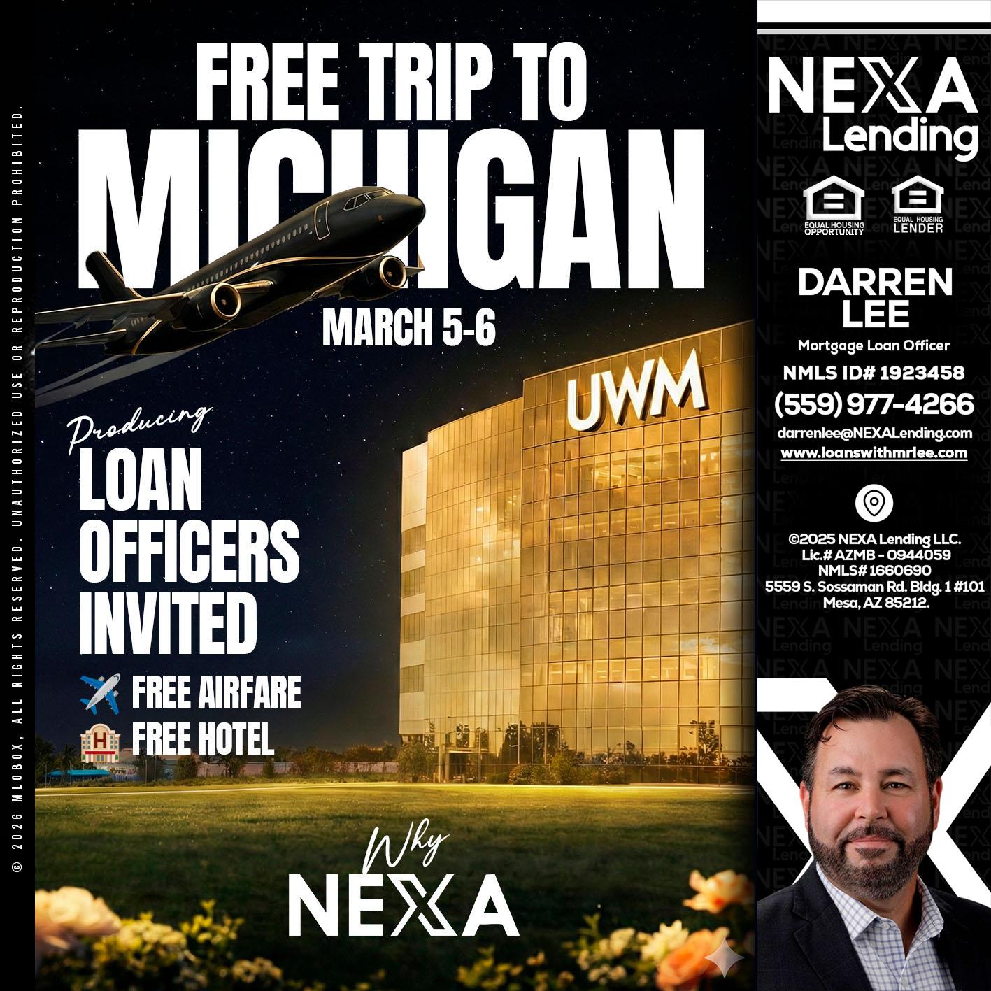 free Michigan trip - Darren Lee -Mortgage Loan Officer