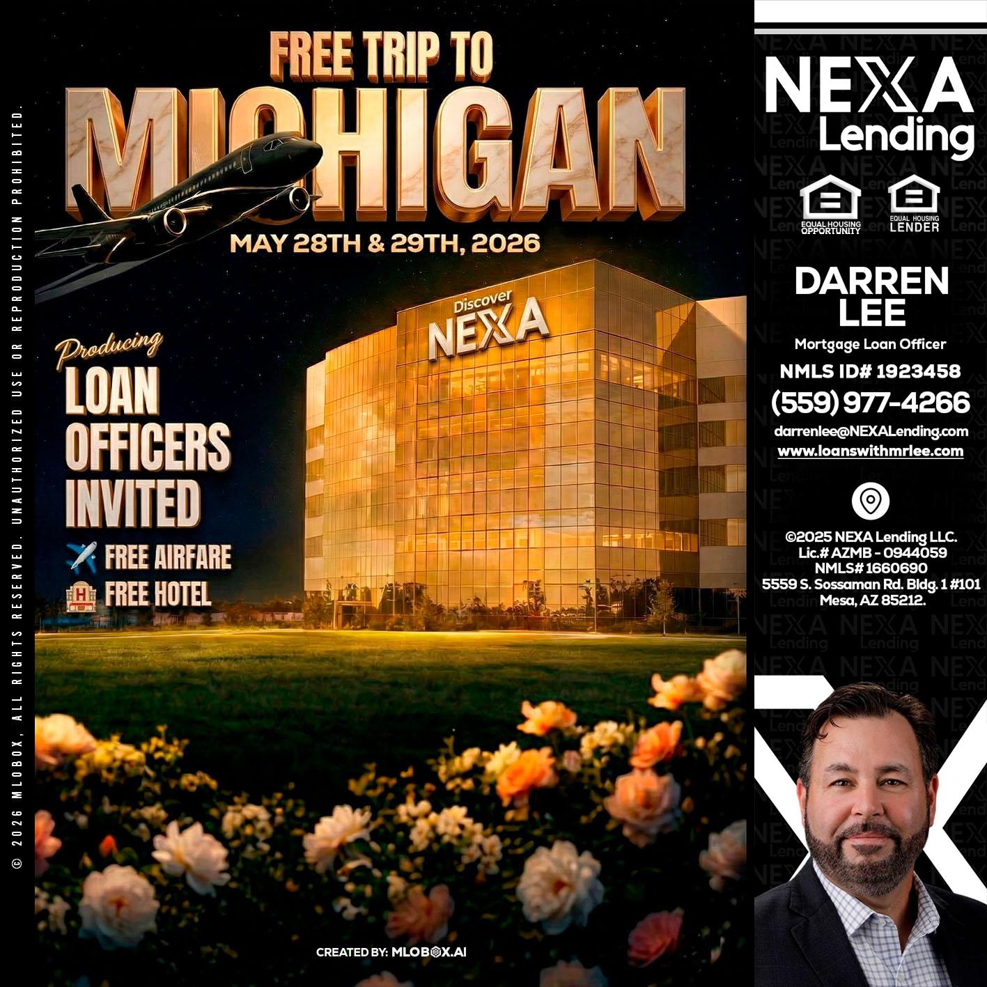 FREE TRIP TO MICHIGAN - Darren Lee -Mortgage Loan Officer