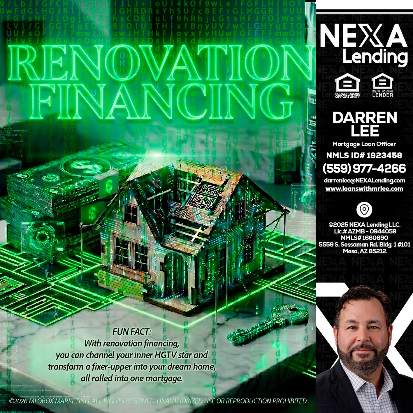 RENOVATION FINANCING - Darren Lee -Mortgage Loan Officer