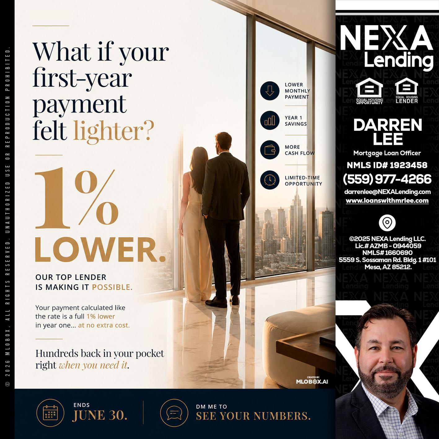 1% lower - Darren Lee -Mortgage Loan Officer