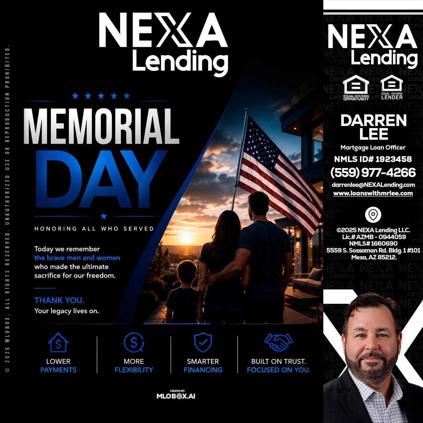 MEMORIAL DAY - Darren Lee -Mortgage Loan Officer