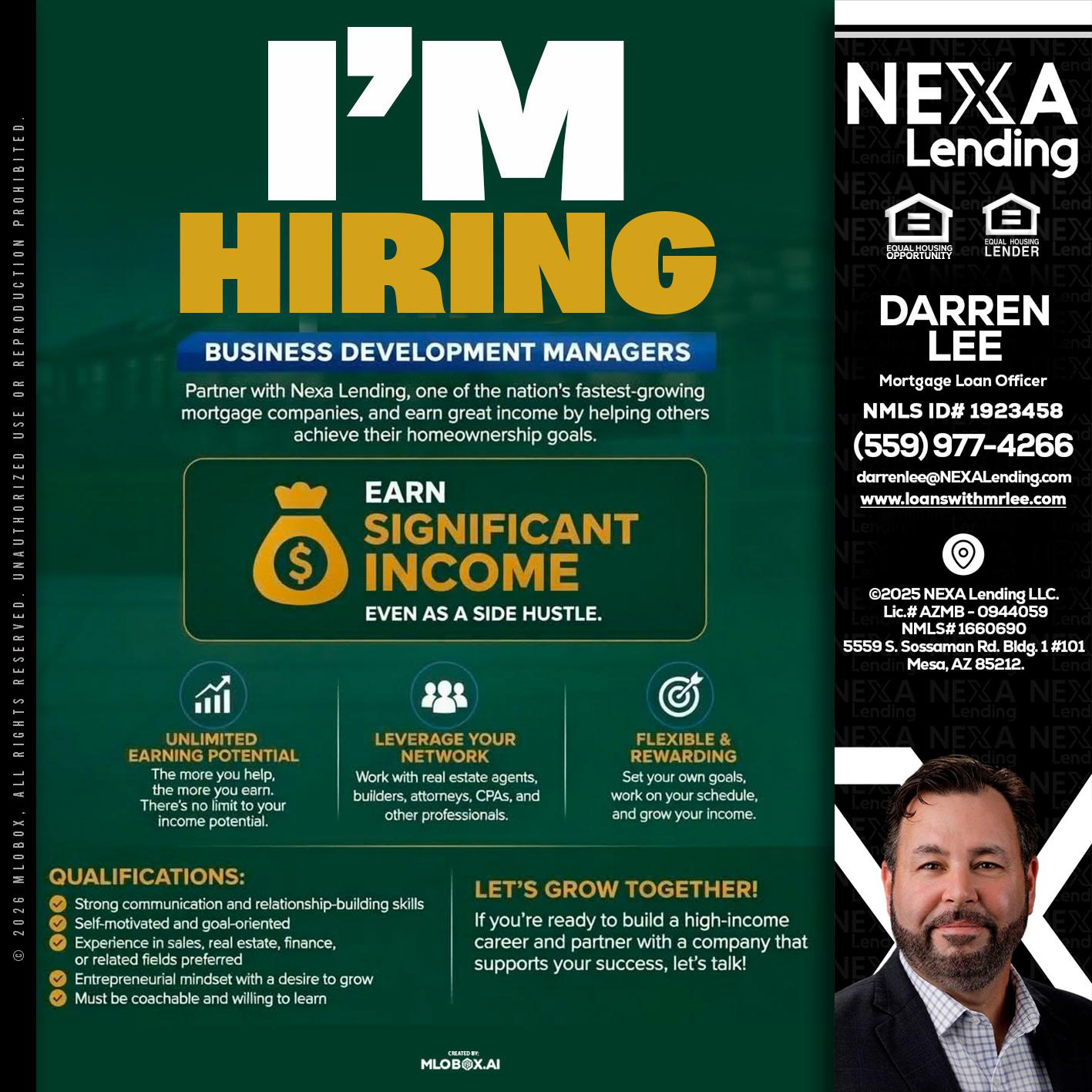 IM HIRING - Darren Lee -Mortgage Loan Officer