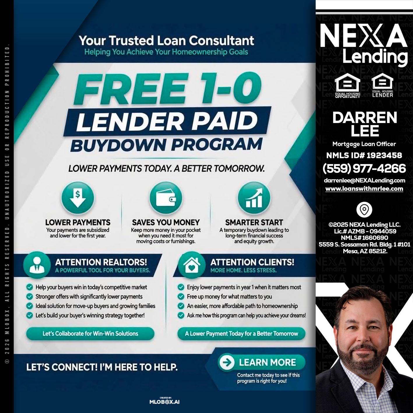 FREE 1-0 - Darren Lee -Mortgage Loan Officer