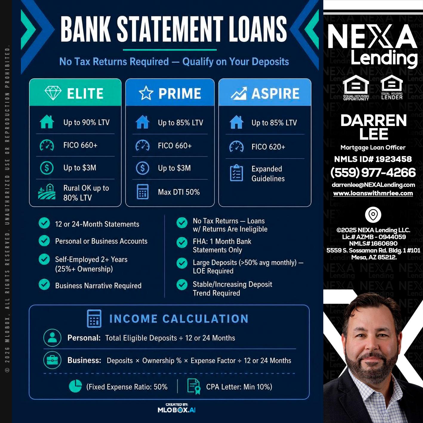 BANK STATEMENT - Darren Lee -Mortgage Loan Officer