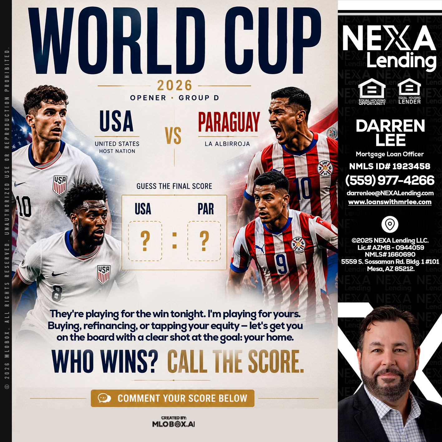 WORLD CUP 2026 - Darren Lee -Mortgage Loan Officer