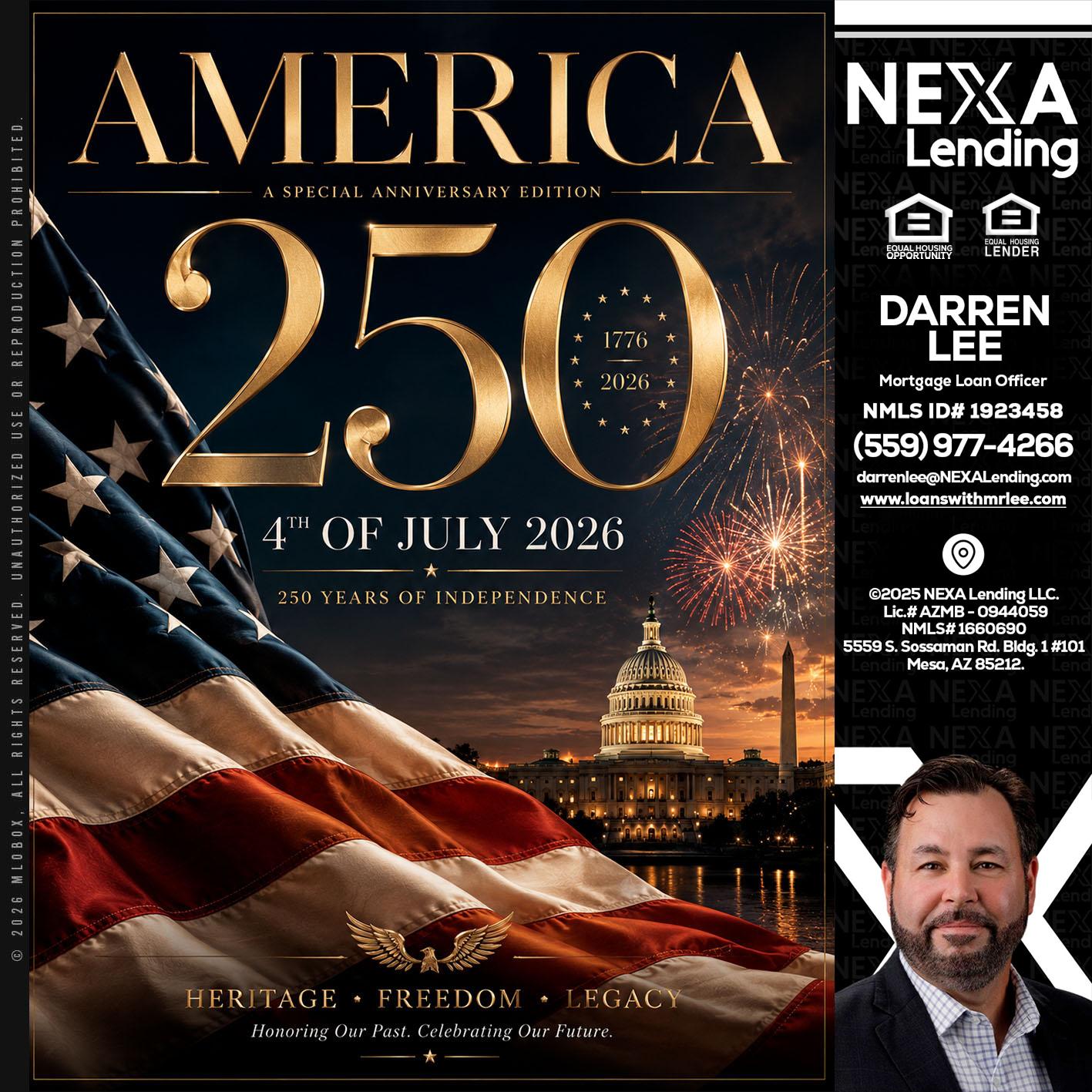 AMERICA 250 TH - Darren Lee -Mortgage Loan Officer