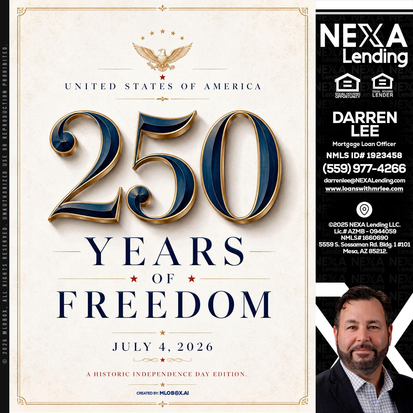 250 YEARS - Darren Lee -Mortgage Loan Officer