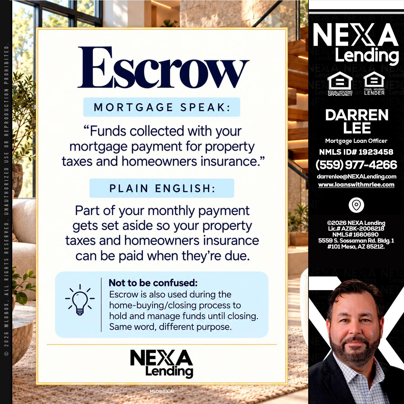 ESCROW - Darren Lee -Mortgage Loan Officer