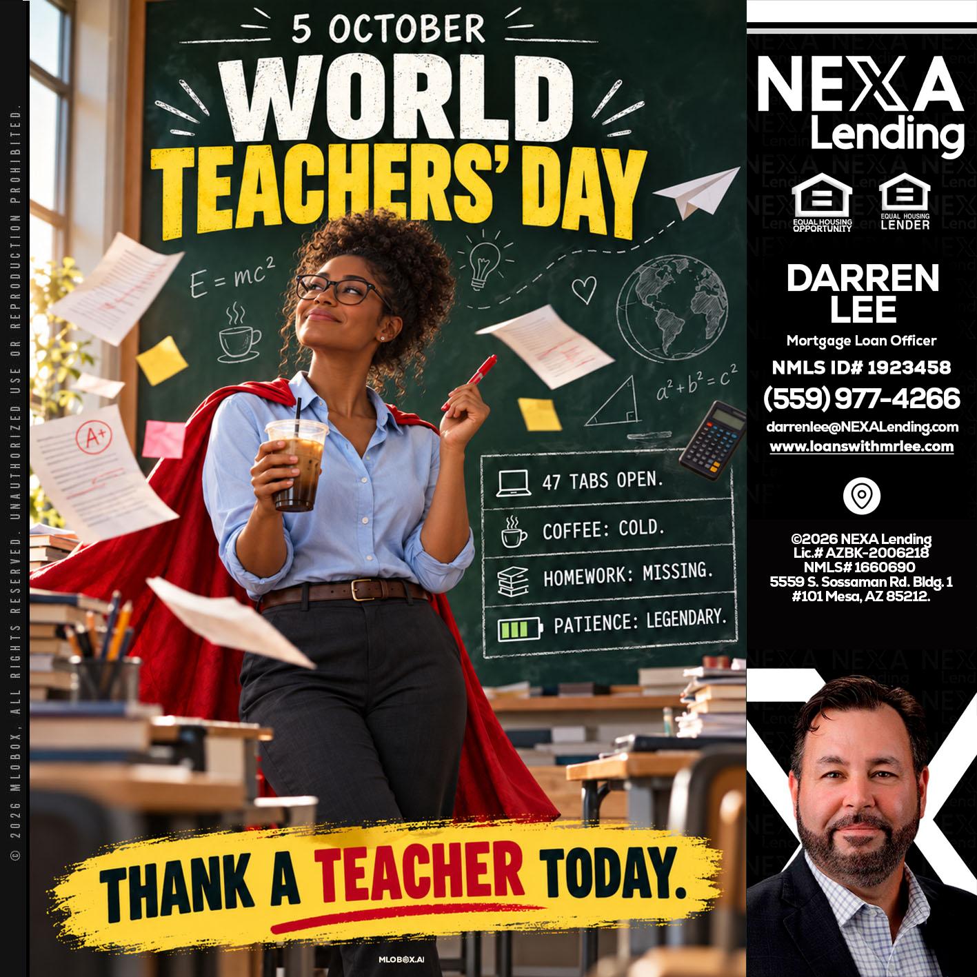 world teacher day - Darren Lee -Mortgage Loan Officer